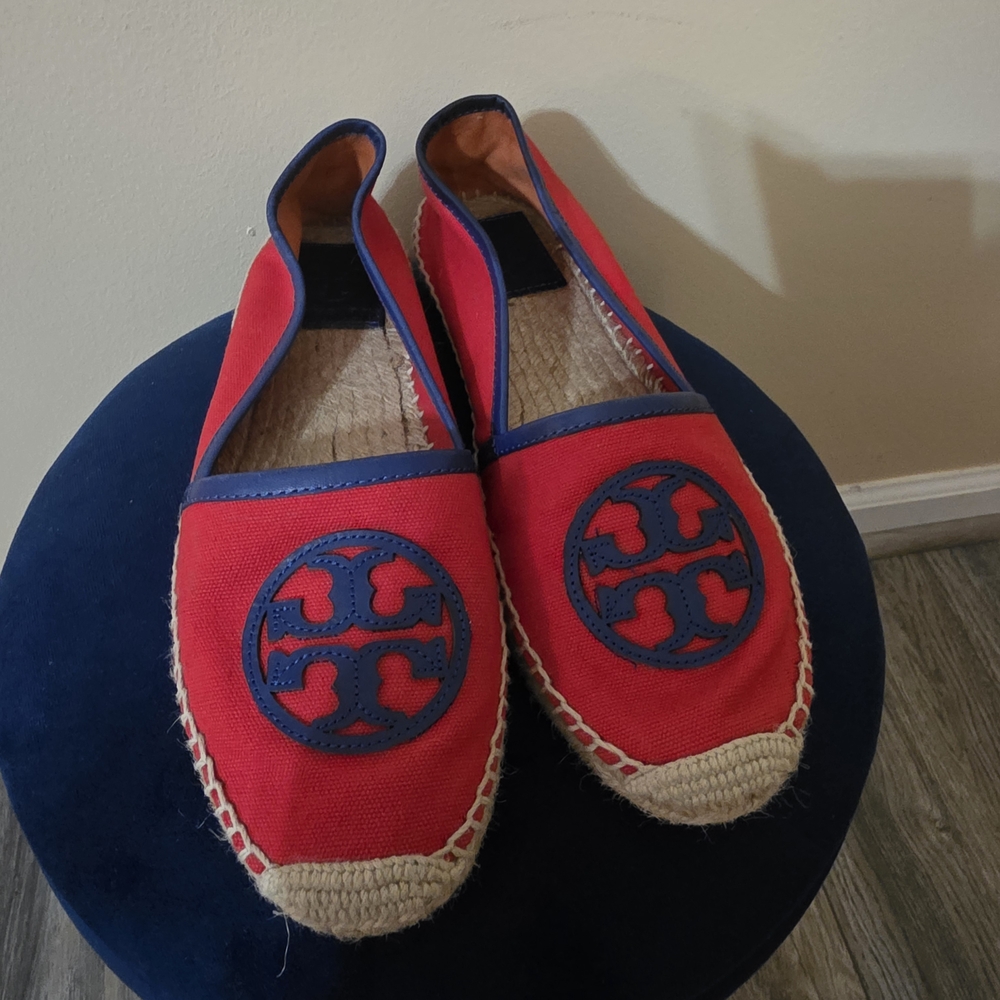 NWOT Tory Burch Red and Blue Espadrilles